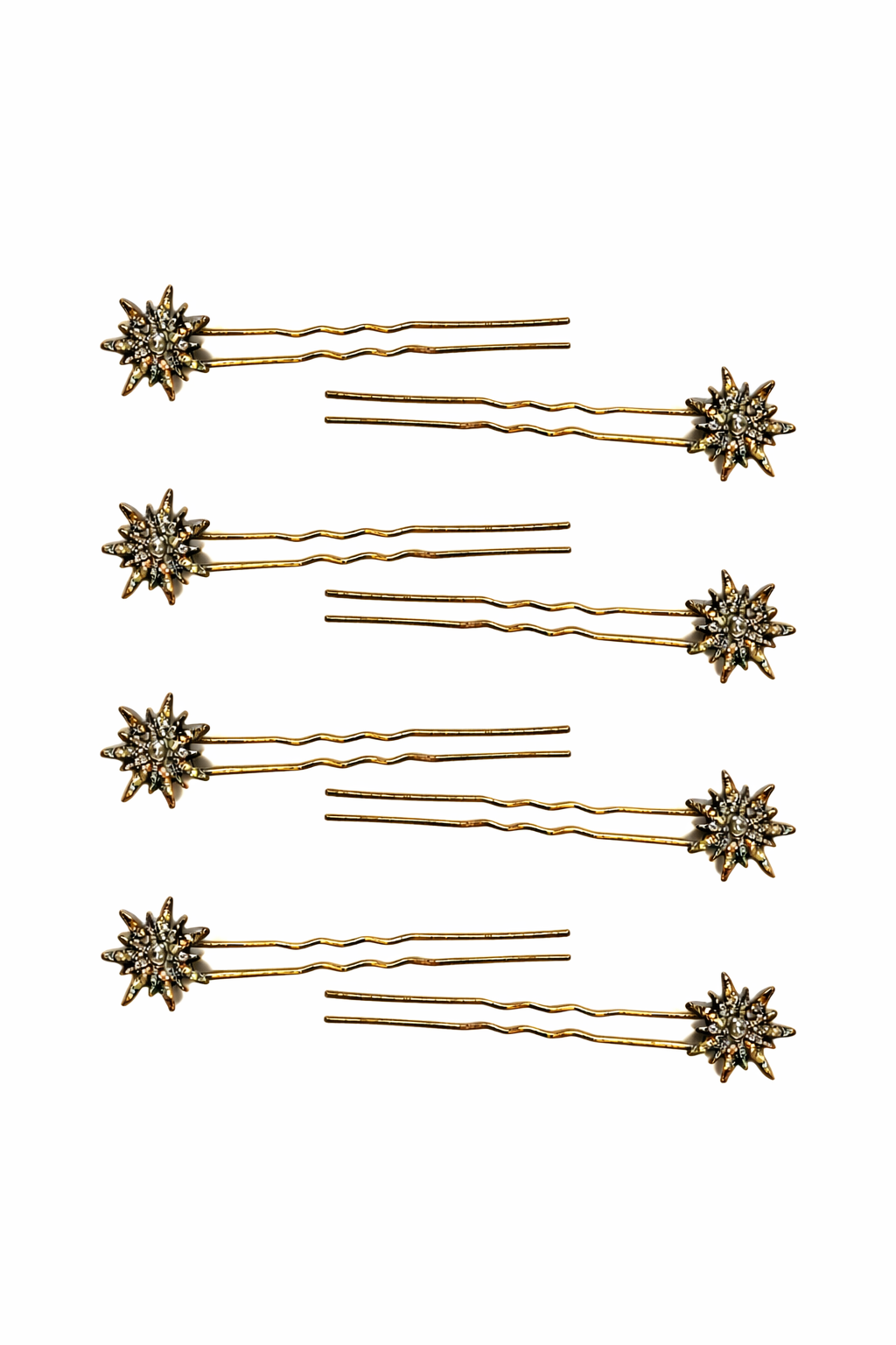 Kit de Presilhas Star Ouro Vintage com Strass Hematite