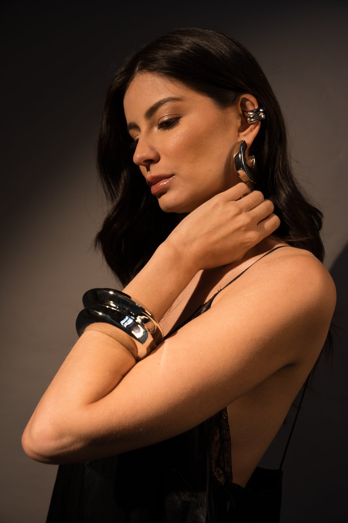 Maxi Bracelete Design Wave Prateado Eletroformação