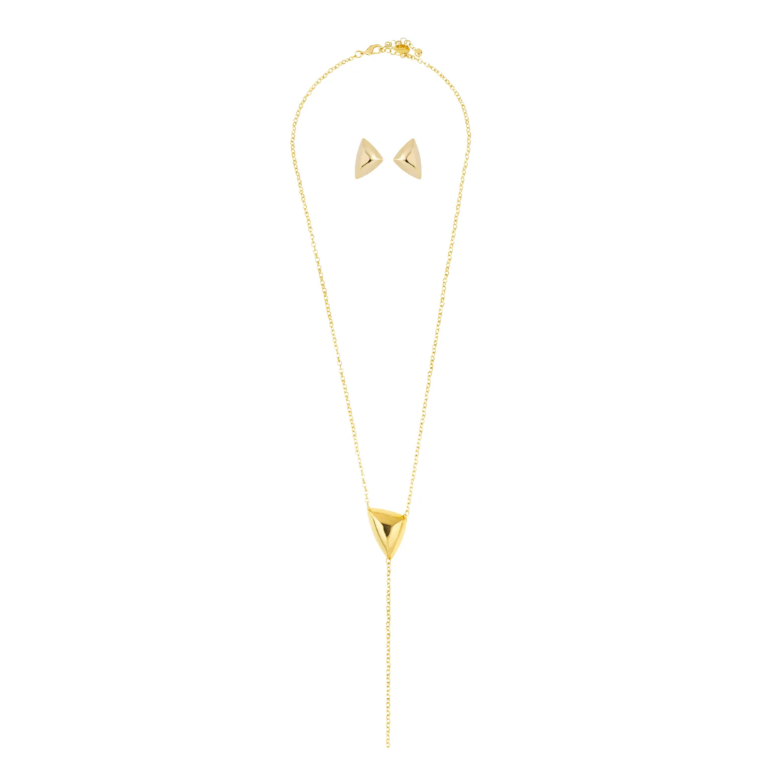 Kit Colar e Brinco Metallo Dourado com Design Geométrico — imagem 1 | JULIANA MANZINI