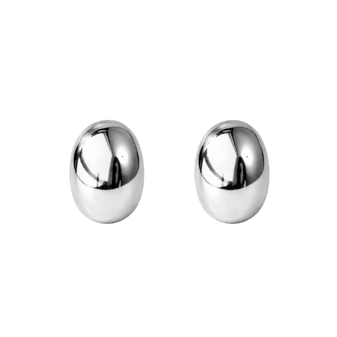 Brinco Grande Oval Design Prateado