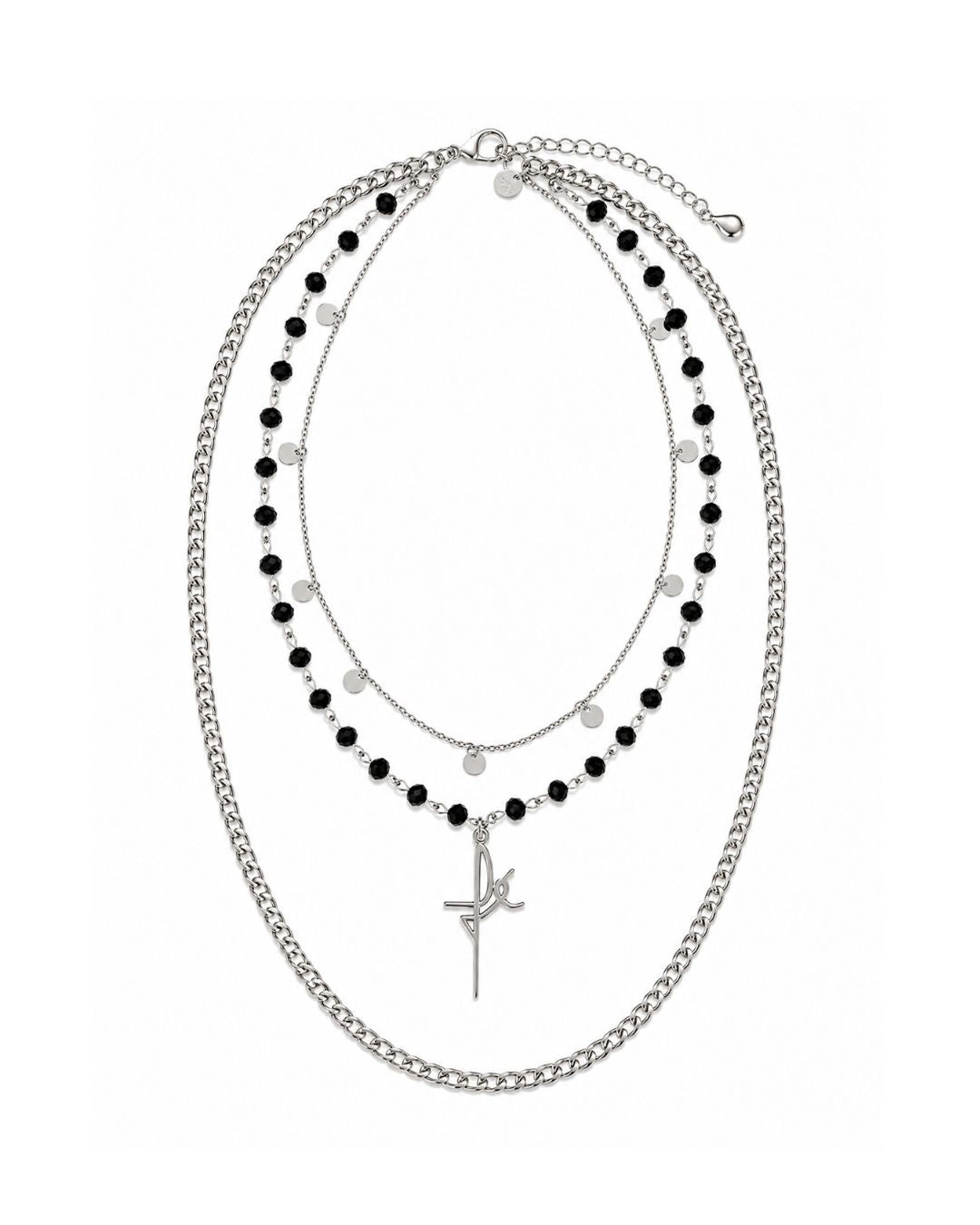 COLAR LONGO CAMADAS FAITH PRATEADO
