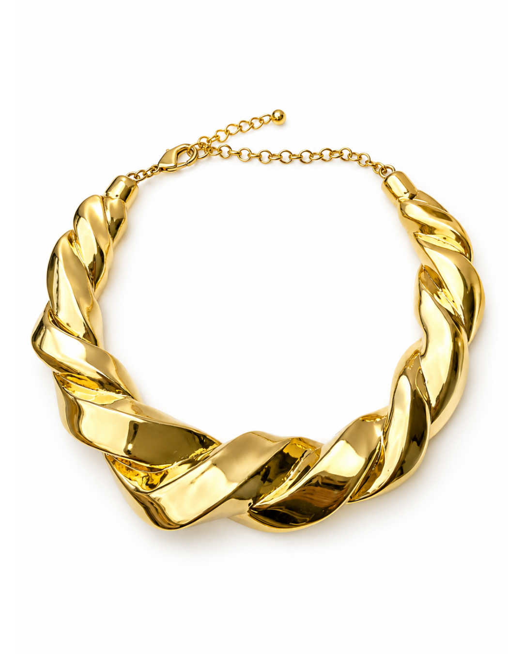 Colar Design Torção Dourado Eletroformação