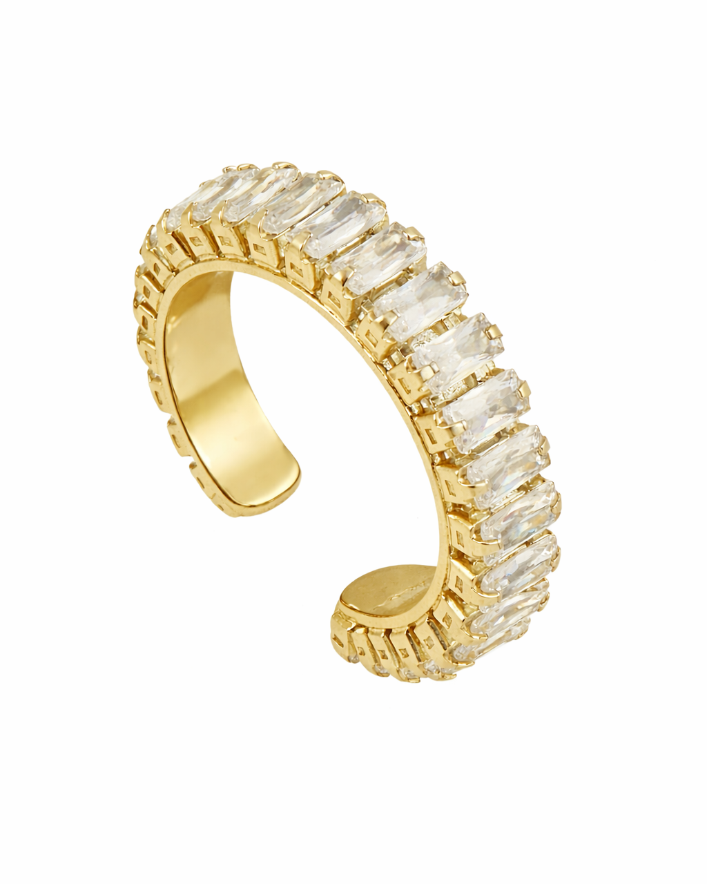 Ear Cuff Dourado Pequeno com Zircônias e Encaixe Sem Furo
