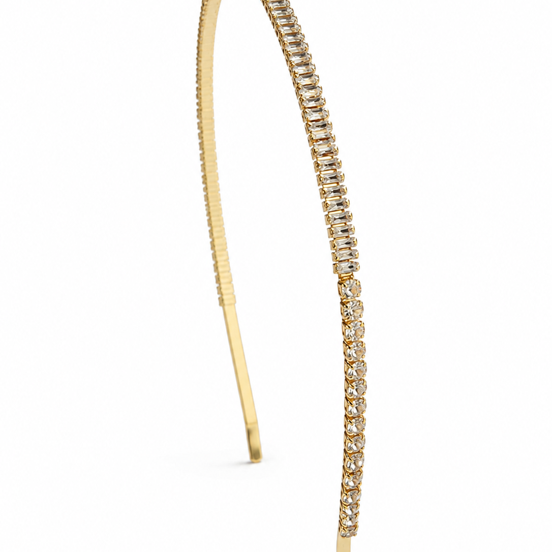 TIARA STRASS MIX ZIRCÔNIAS DOURADO
