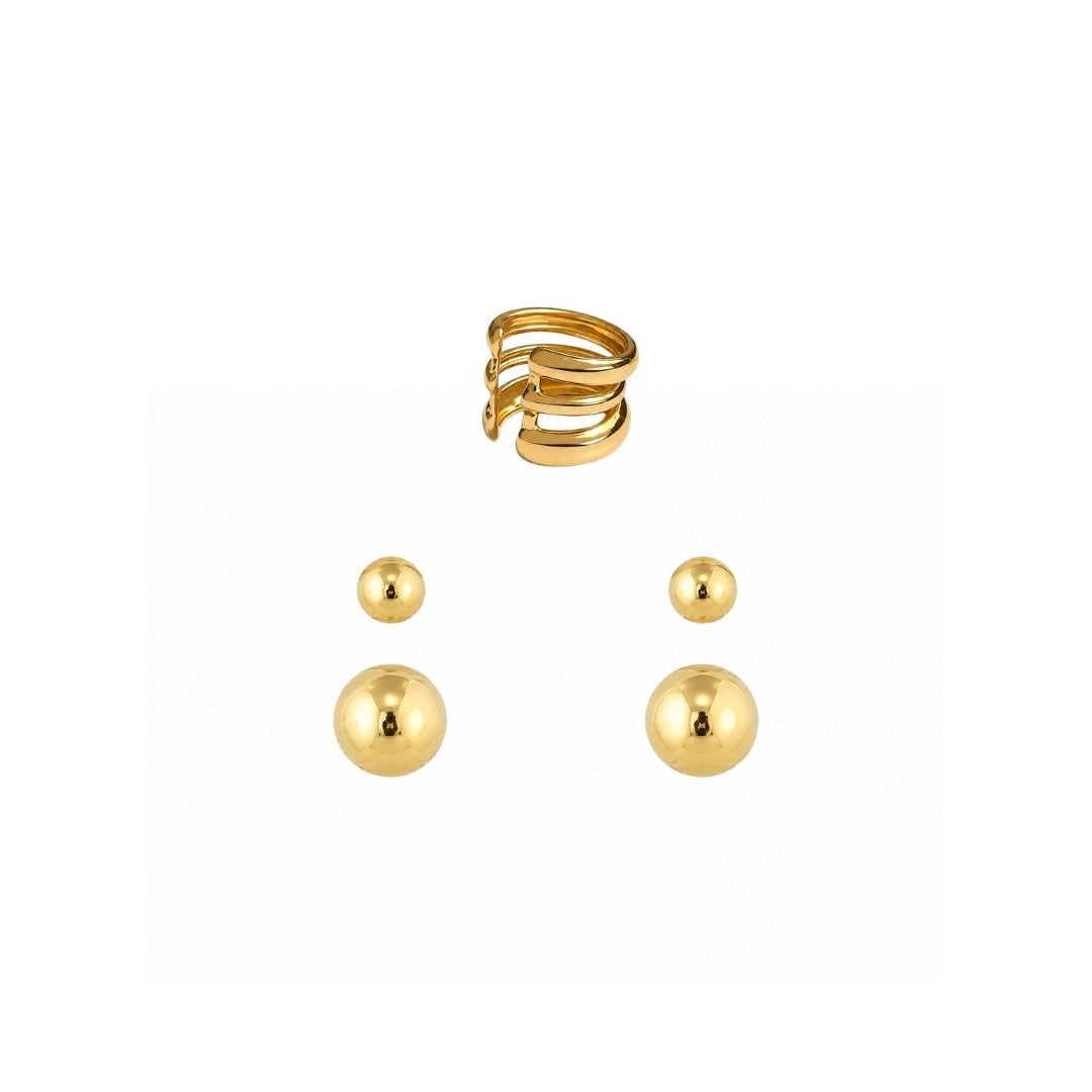 KIT DE BRINCOS CANOPLA E EAR CUFF DESIGN