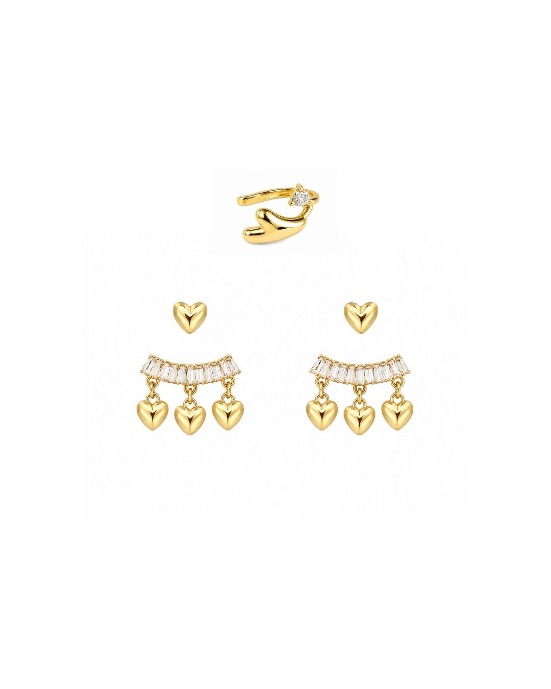 KIT DE BRINCO HEART SHINE DOURADO
