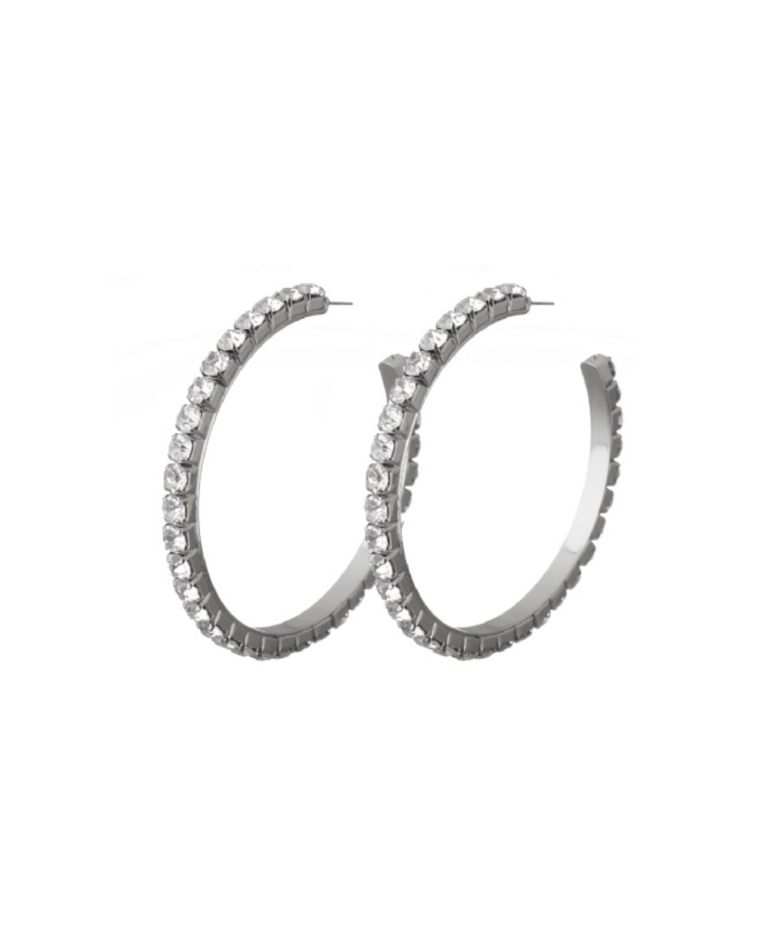 ARGOLA COM STRASS PRATEADO