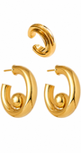 Kit de Brinco Liquid Metal Dourado com Argola e Ear Cuff