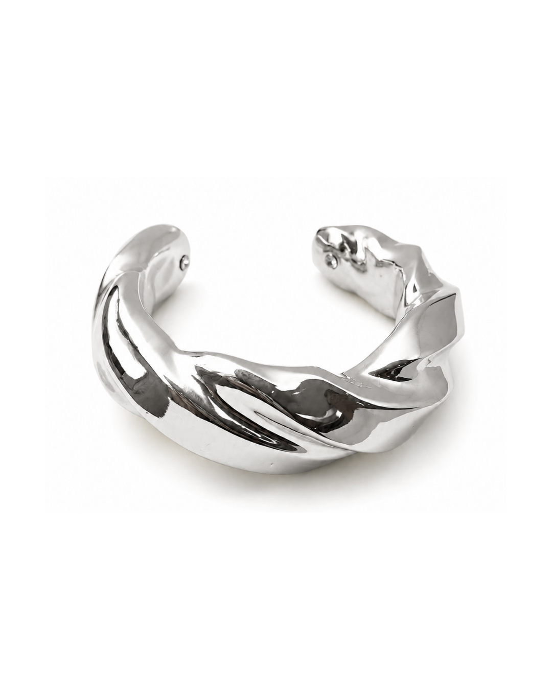Bracelete Design Torção Prateado Eletroformação