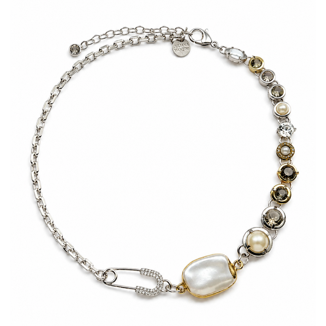 Colar Feminino Mix de Banhos com Pérola Barroca e Zircônias | Western Glam