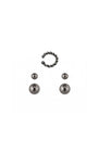 KIT DE BRINCOS CANOPLAS E EAR CUFF DESIGN GRAFITE