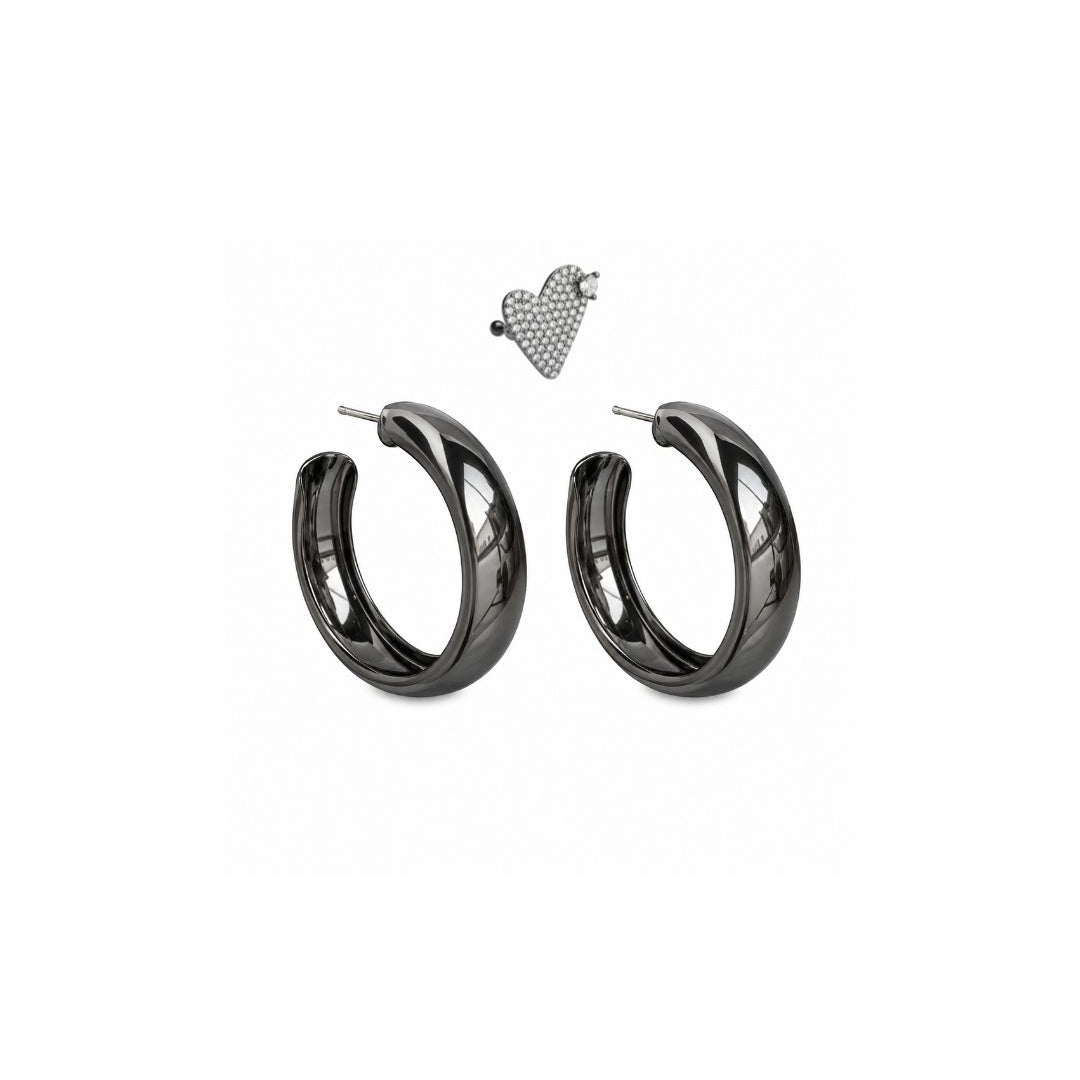 KIT DE BRINCO ARGOLA LISA M COM EAR CUFF HEART