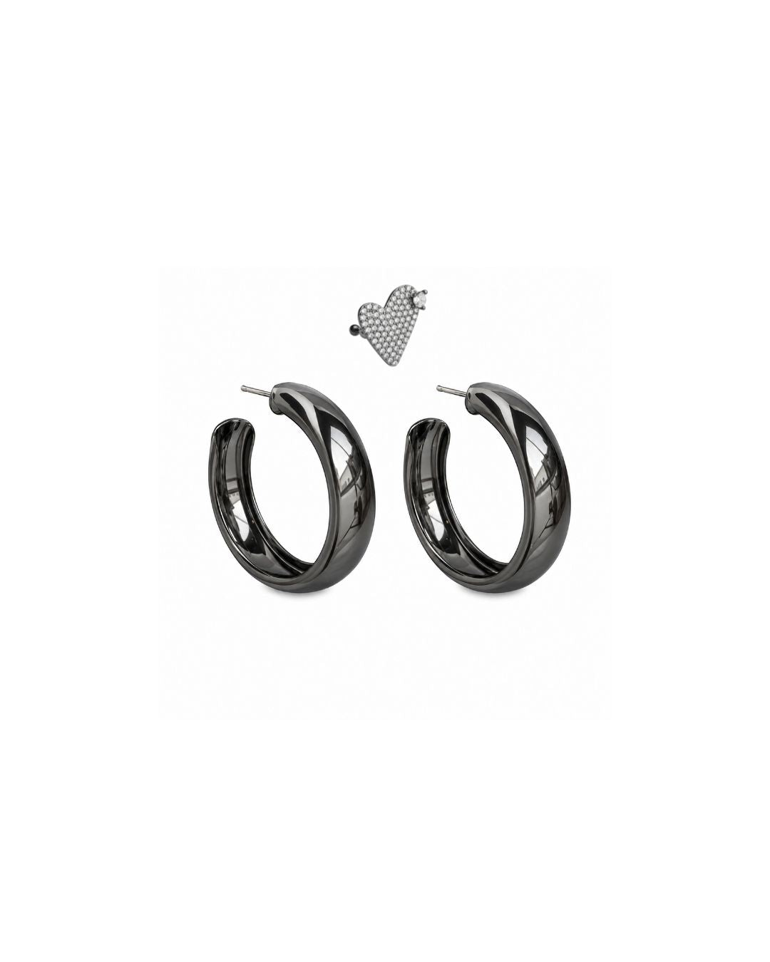 KIT DE BRINCO ARGOLA LISA M COM EAR CUFF HEART