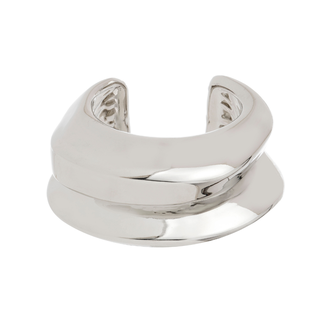 Maxi Bracelete Design Wave Prateado Eletroformação